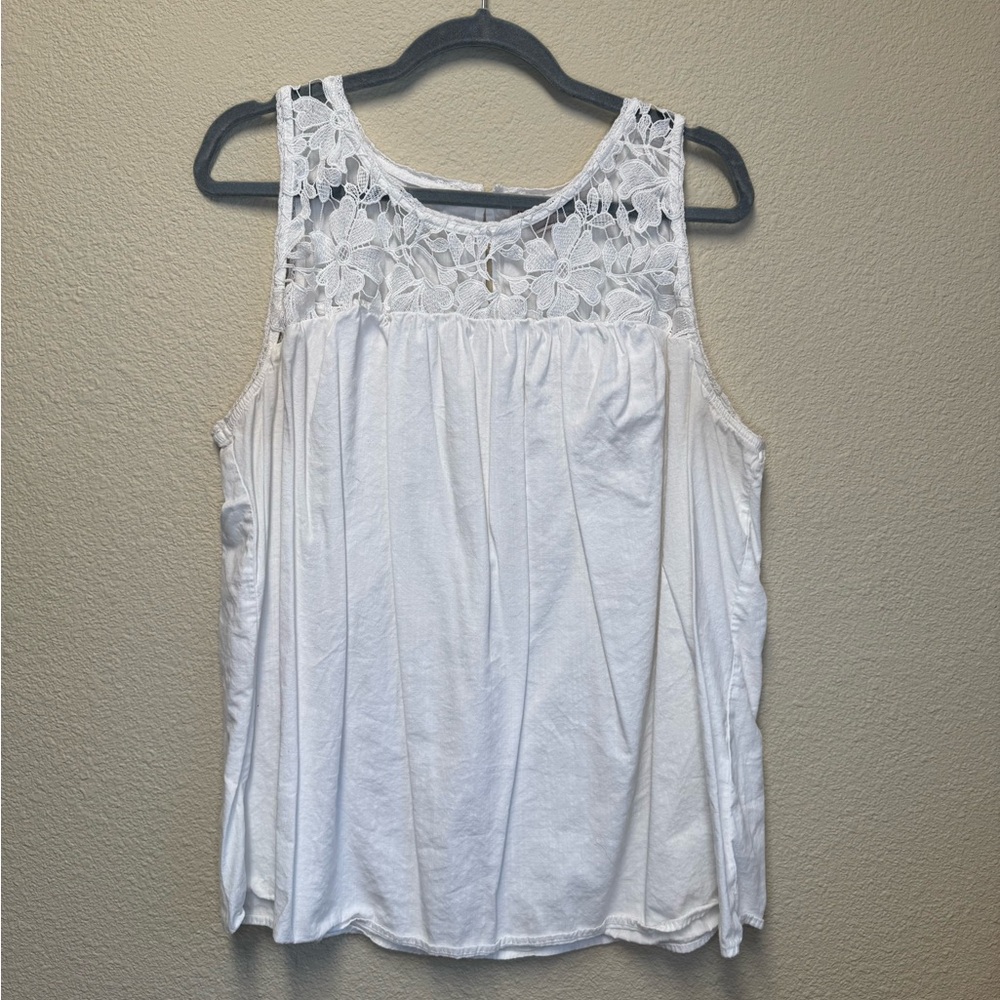 White Lace Detail Women's Top